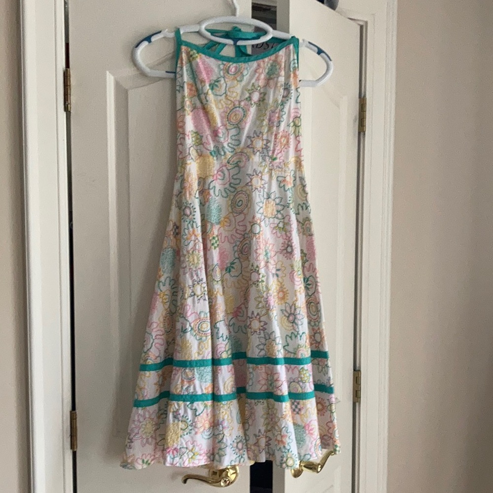 Milly embroidered halter tie Dress